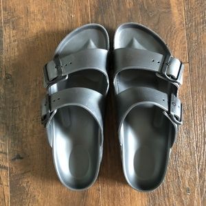 Silver rubber Birkenstocks-Like new condition sz 39
